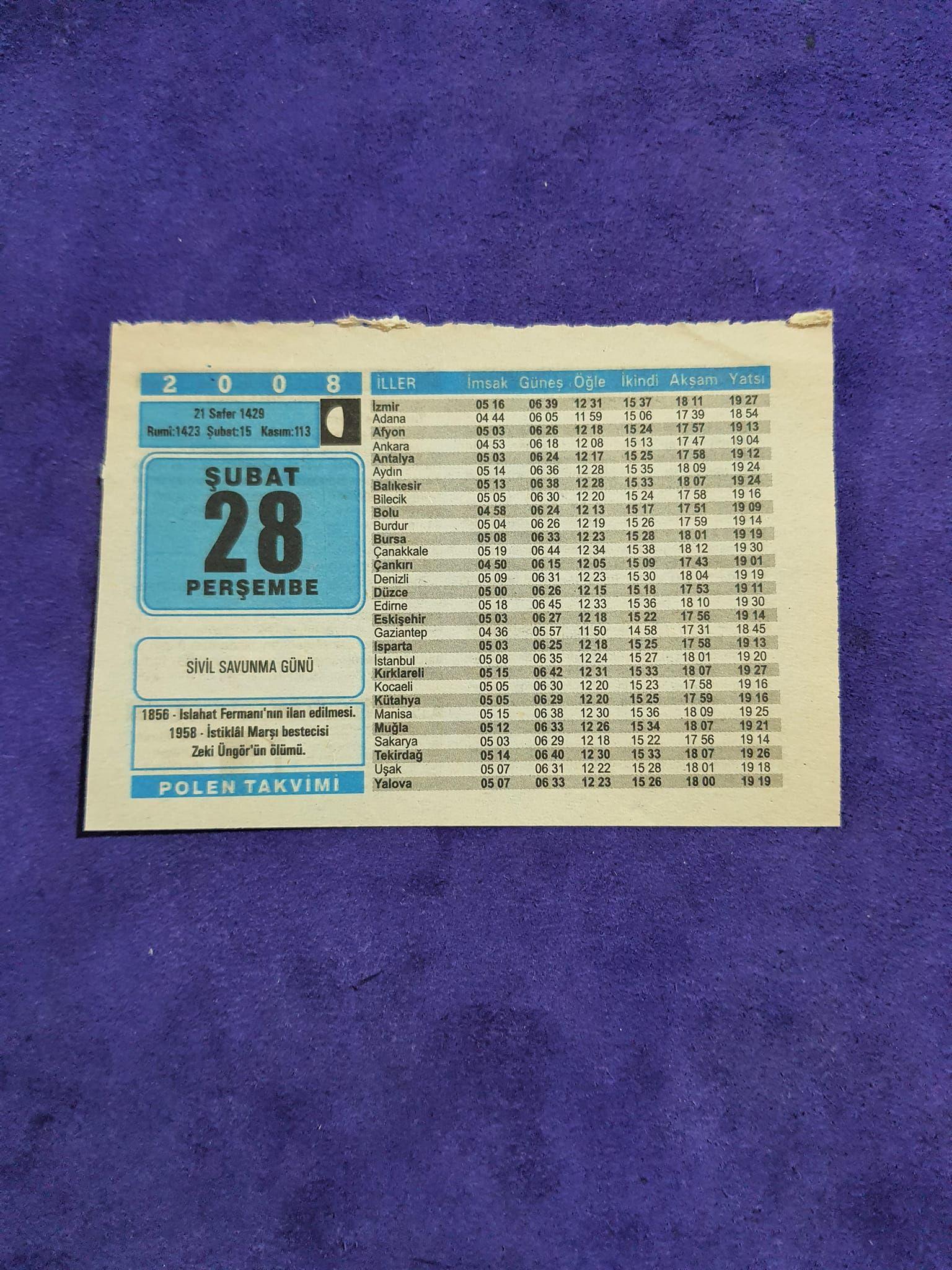 28 Şubat 2008 Takvim Yaprağı - Nostaljik Koleksiyonluk Takvim Yaprağı 28 Şubat 2008 Takvim Yaprağı - Nostaljik Koleksiyonluk Takvim Yaprağı