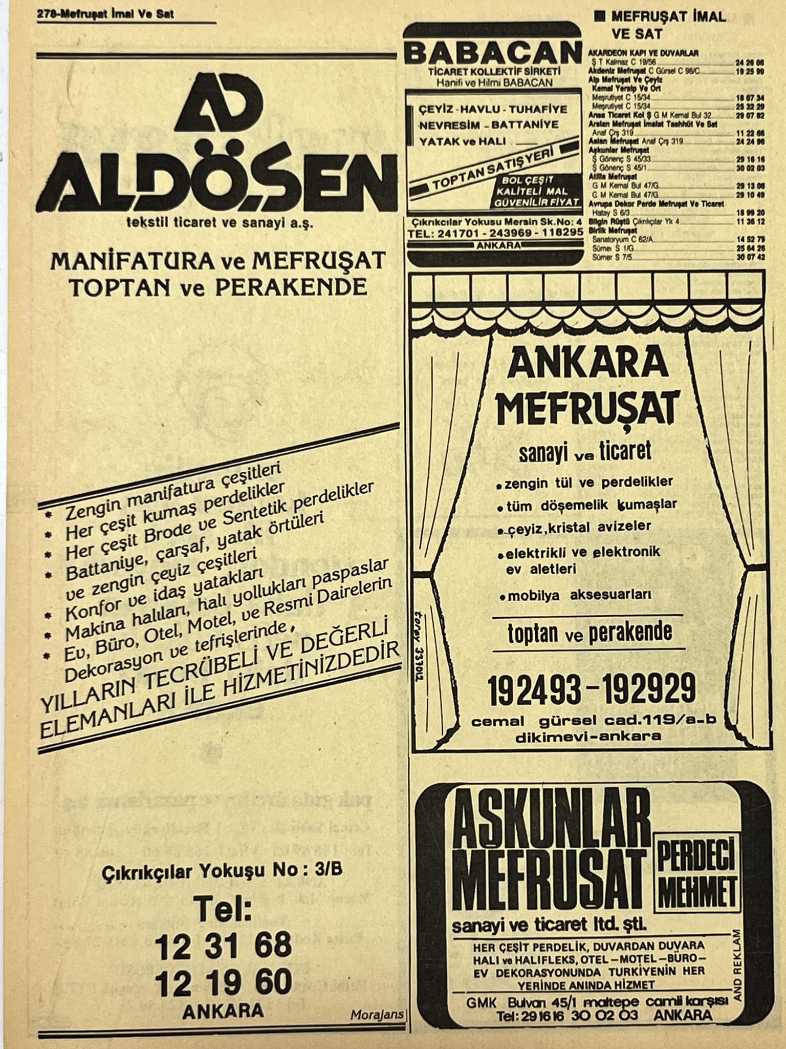Ankara 1986 Meslek Reklam İlanı Efemera S277 Ankara 1986 Meslek Reklam İlanı Efemera S277