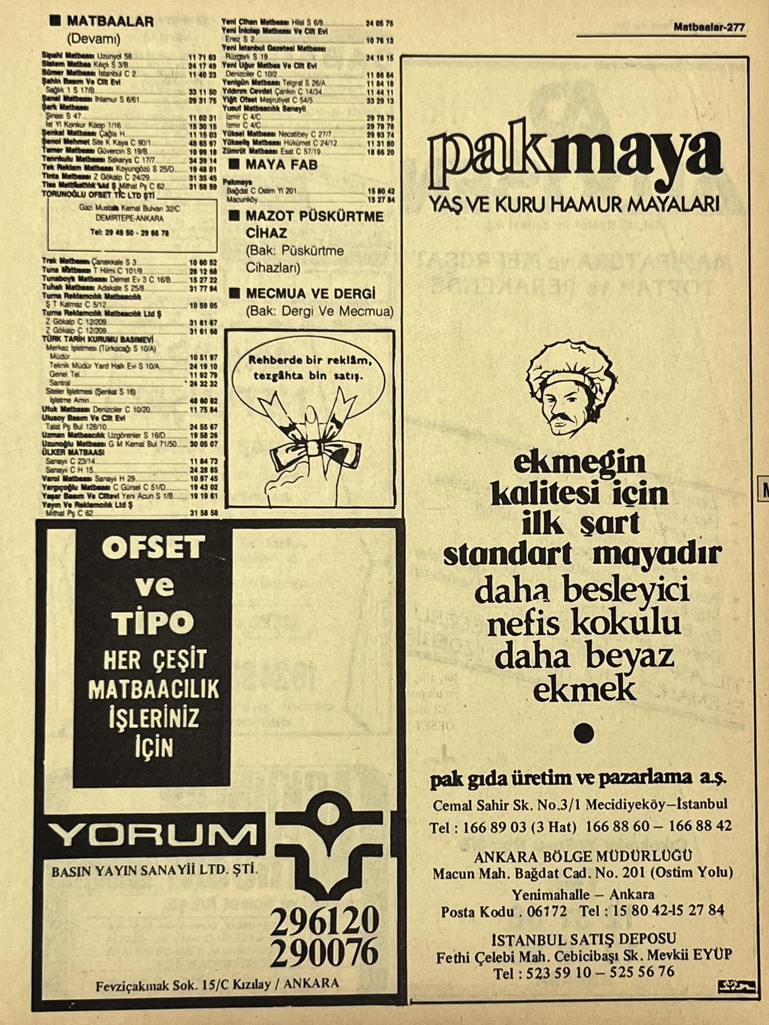 Ankara 1986 Meslek Reklam İlanı Efemera S277 Ankara 1986 Meslek Reklam İlanı Efemera S277