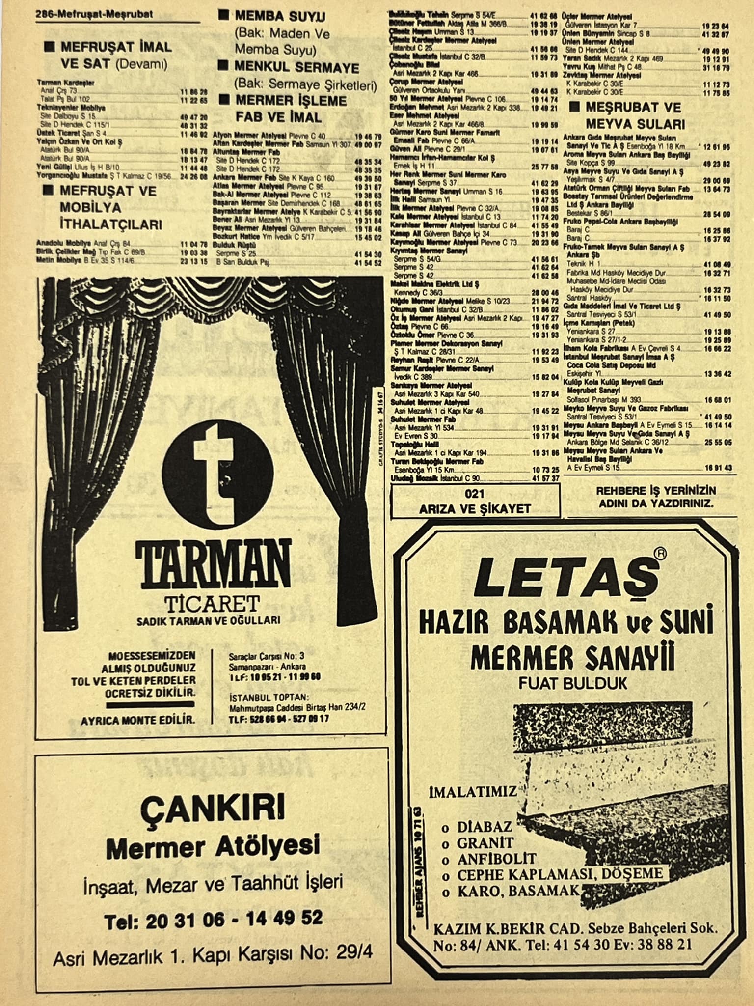 Ankara 1986 Meslek Reklam İlanı Efemera S285 Ankara 1986 Meslek Reklam İlanı Efemera S285