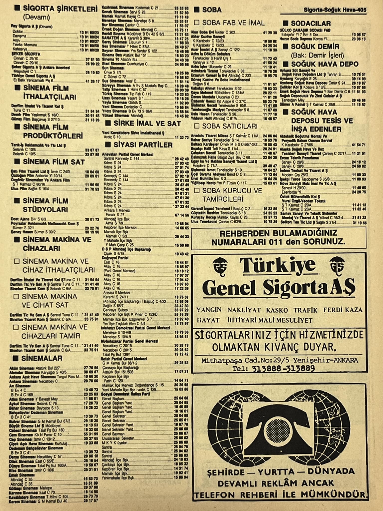 Ankara 1986 Meslek Reklam İlanı Efemera S405 Ankara 1986 Meslek Reklam İlanı Efemera S405