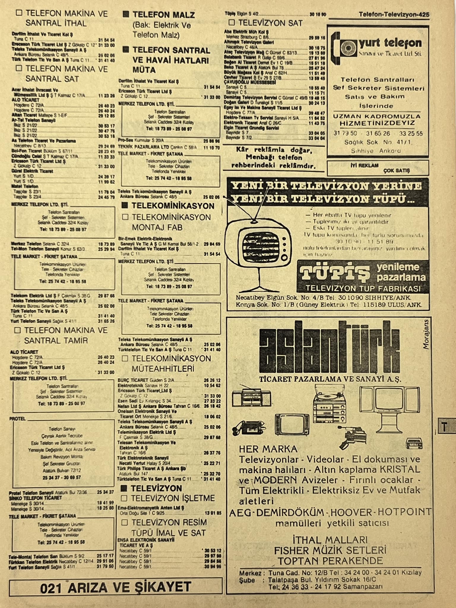 Ankara 1986 Meslek Reklam İlanı Efemera S425 Ankara 1986 Meslek Reklam İlanı Efemera S425