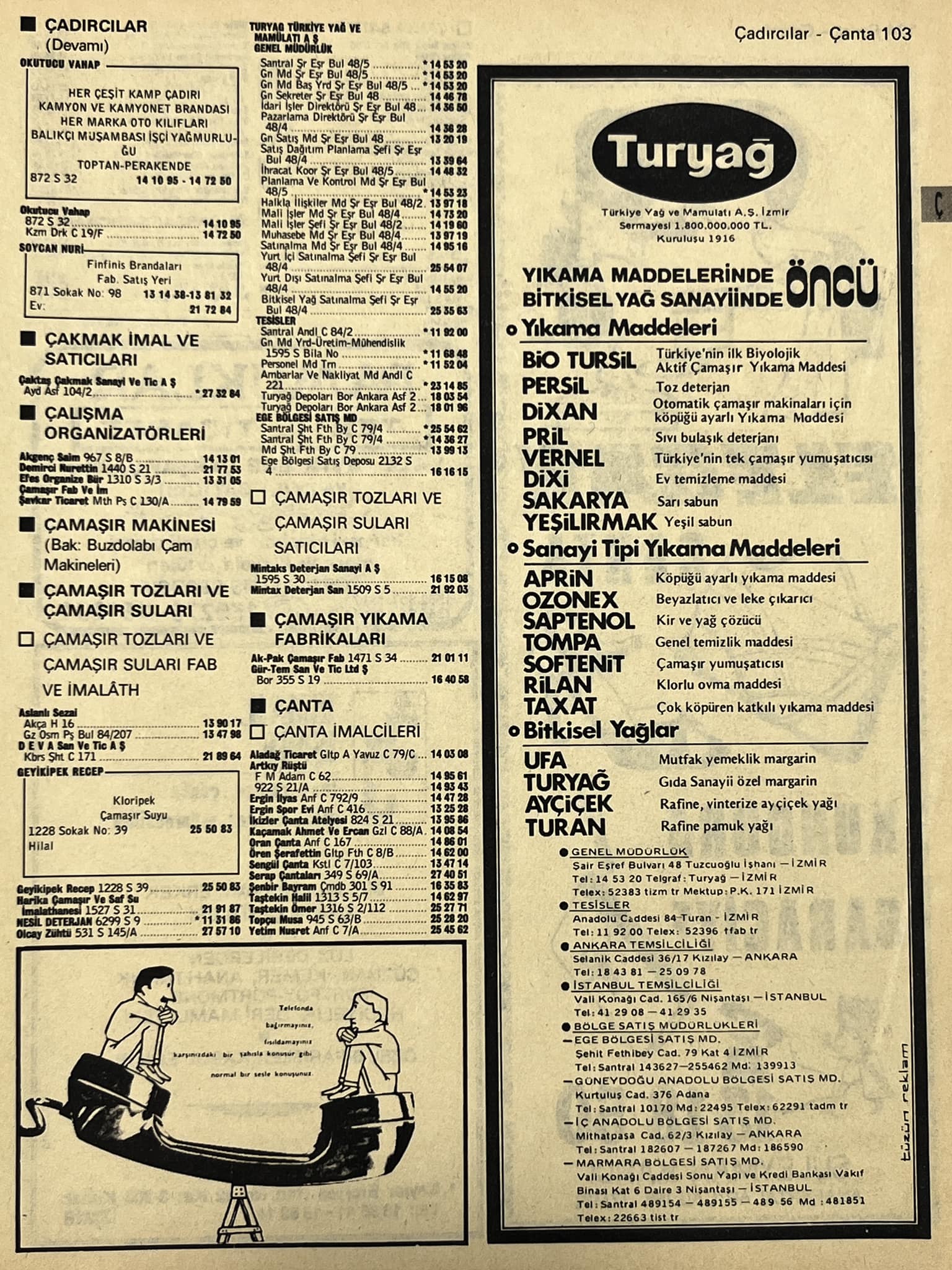 İzmir 1982-1983 Meslek Reklam İlanı Efemera S103 İzmir 1982-1983 Meslek Reklam İlanı Efemera S103