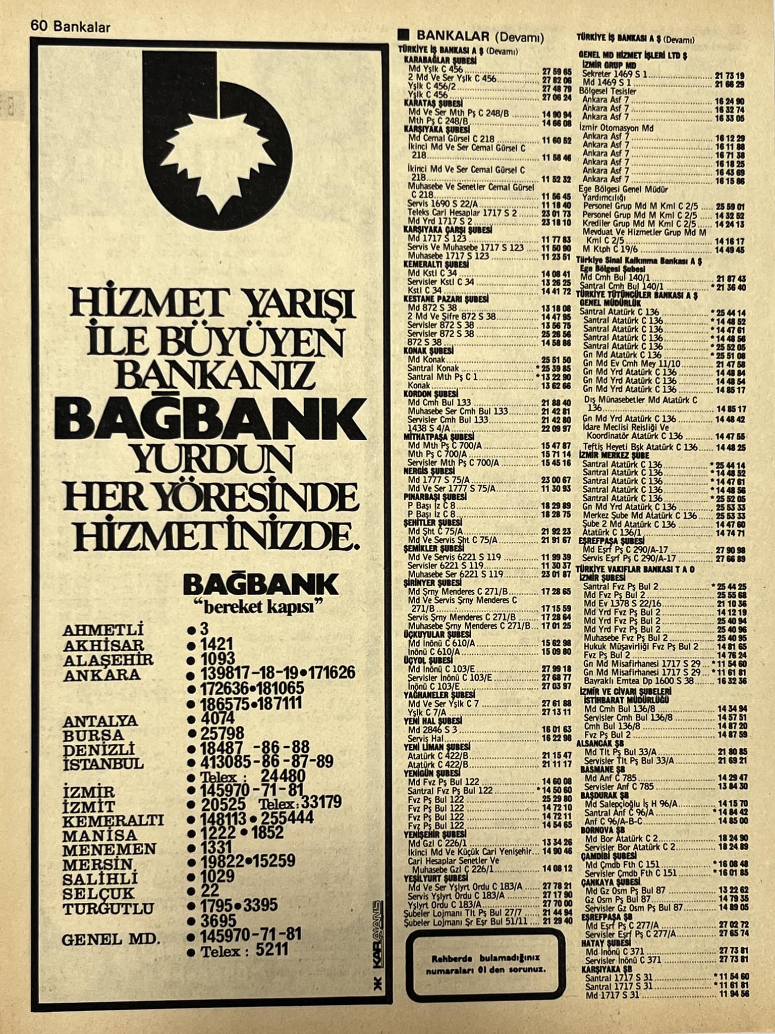 İzmir 1982-1983 Meslek Reklam İlanı Efemera S59 İzmir 1982-1983 Meslek Reklam İlanı Efemera S59