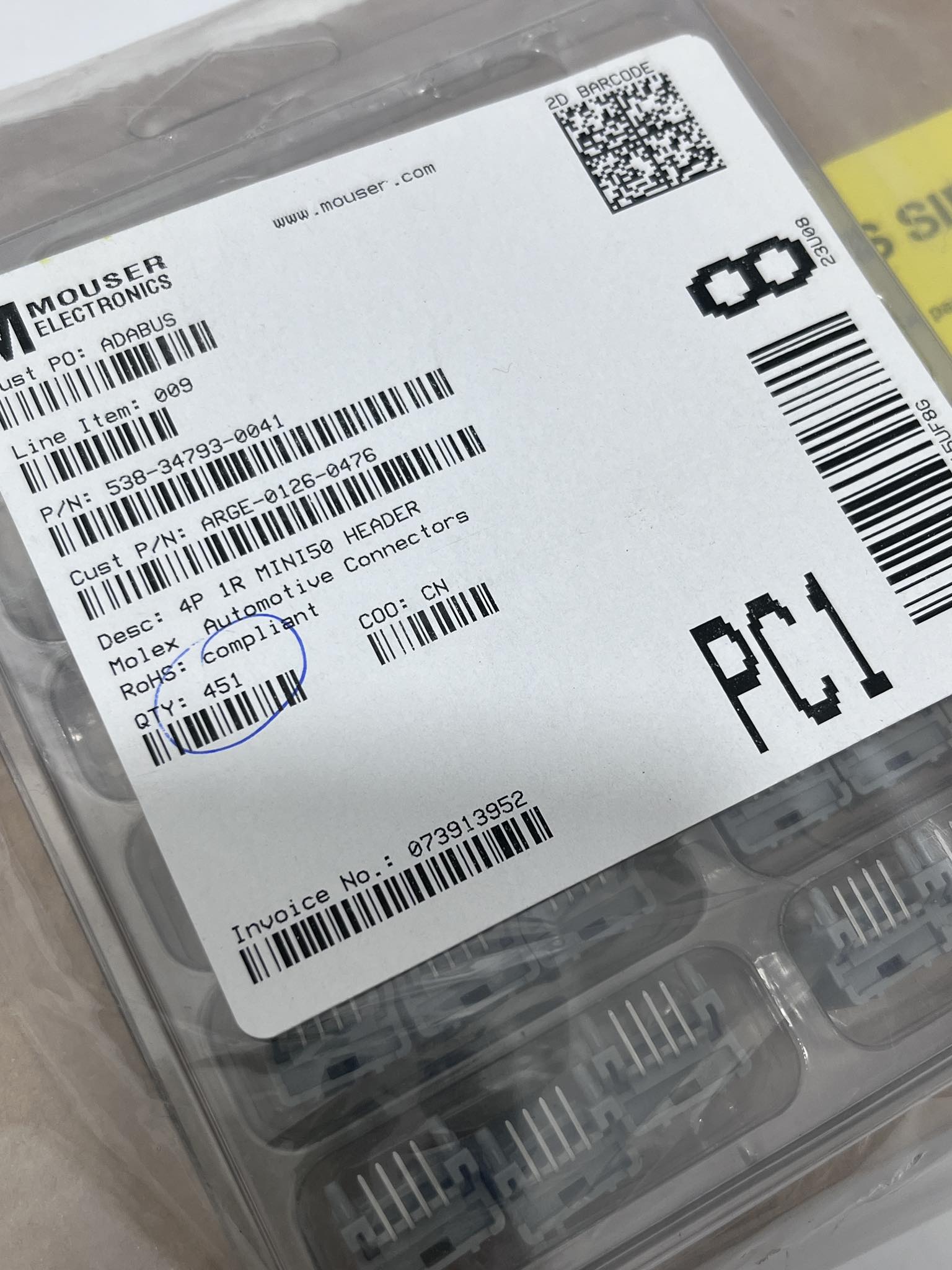 Molex 34793-00414P 1R MINI50 Otomotiv Konnektör 451 Adet Molex 34793-00414P 1R MINI50 Otomotiv Konnektör 451 Adet