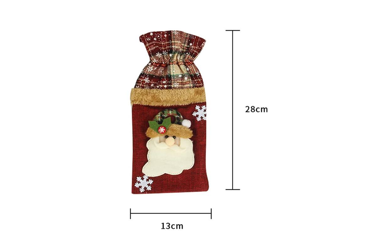 Noel Temalı Ekose Keten Şampanya - Şarap Şişesi Kılıfı Noel Temalı Ekose Keten Şampanya - Şarap Şişesi Kılıfı