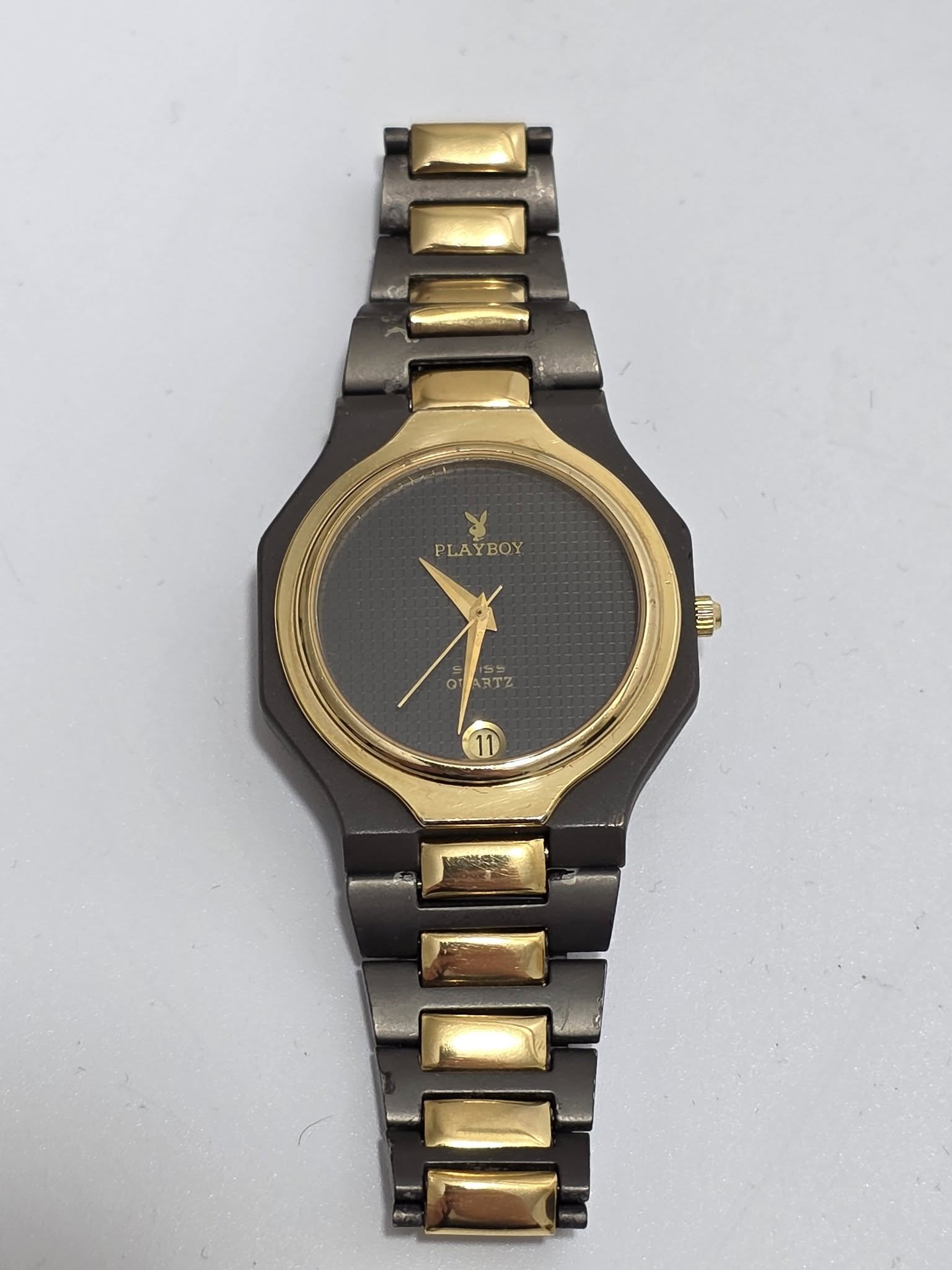 Playboy 33mm Sekizgen Kasa Çelik Kordon Kol Saati 2.El Playboy 33mm Sekizgen Kasa Çelik Kordon Kol Saati 2.El