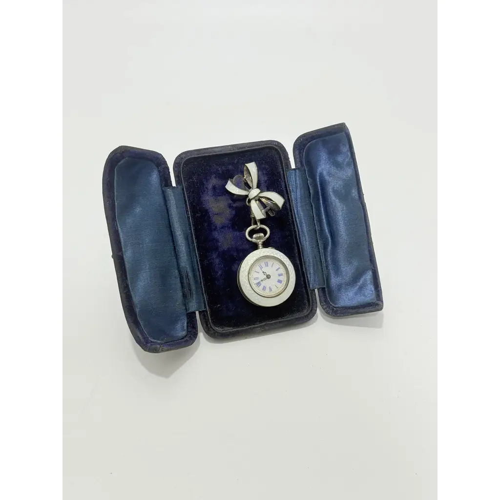 Porselen Kadran Mineli 800 Ayar Gümüş Kurmalı Cep Saati 30mm 2.El