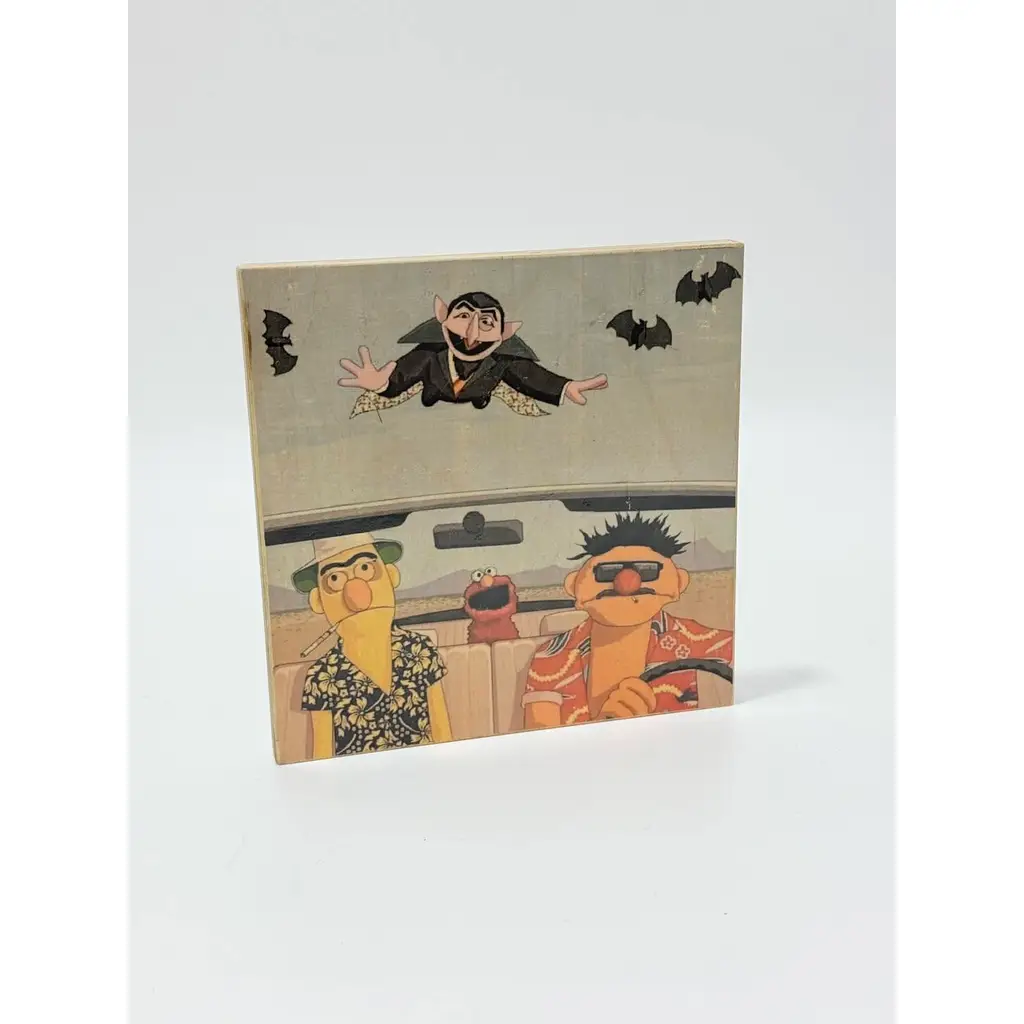 RBerlin Susam Sokağı Vegas Yolunda El Yapımı Ahşap Blok Duvar Dekoru 19x19cm