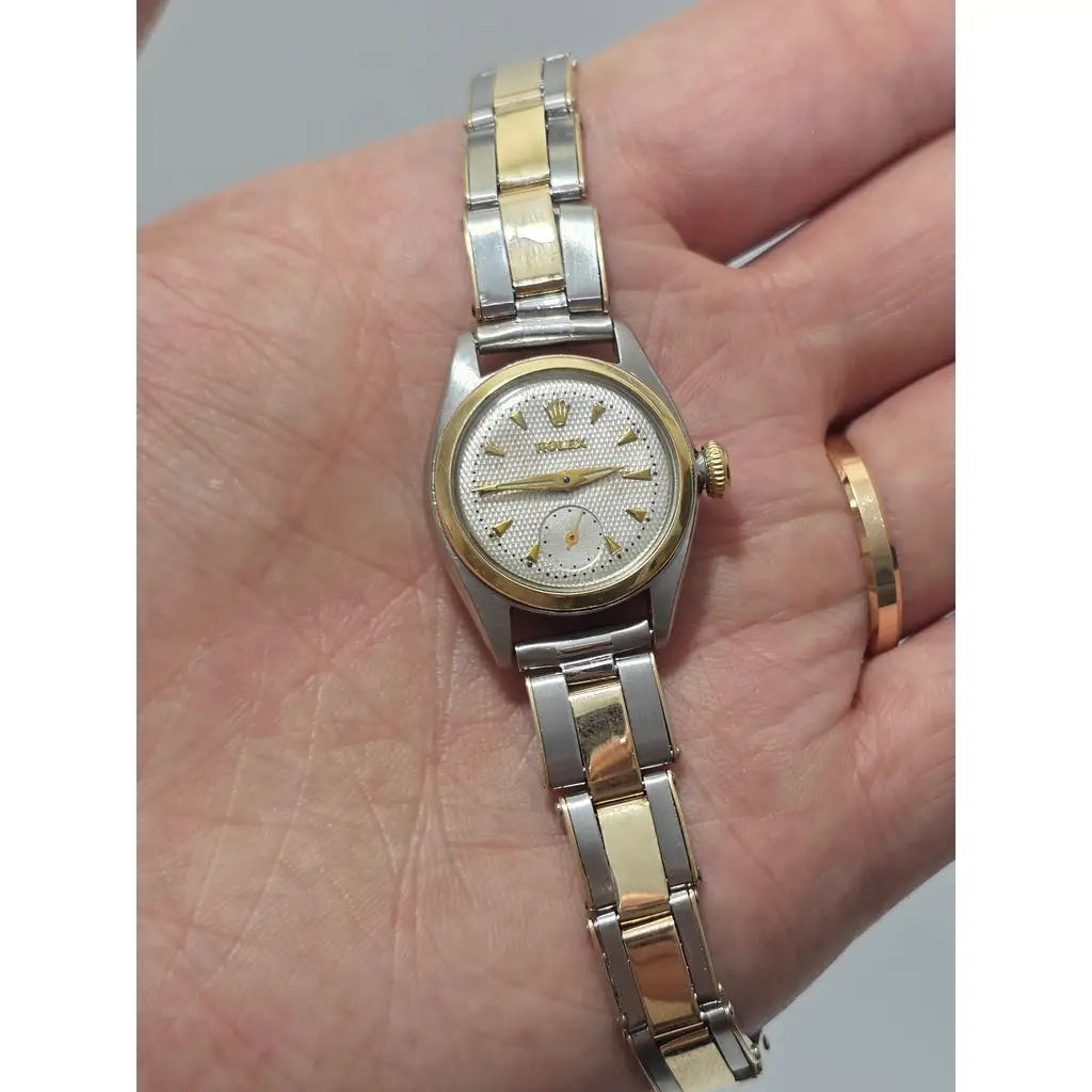 Rolex Oyster Perpetual 24mm Altın Çelik Kordon Vintage Kadın Kol Saati 5002 (Yıl 1950)