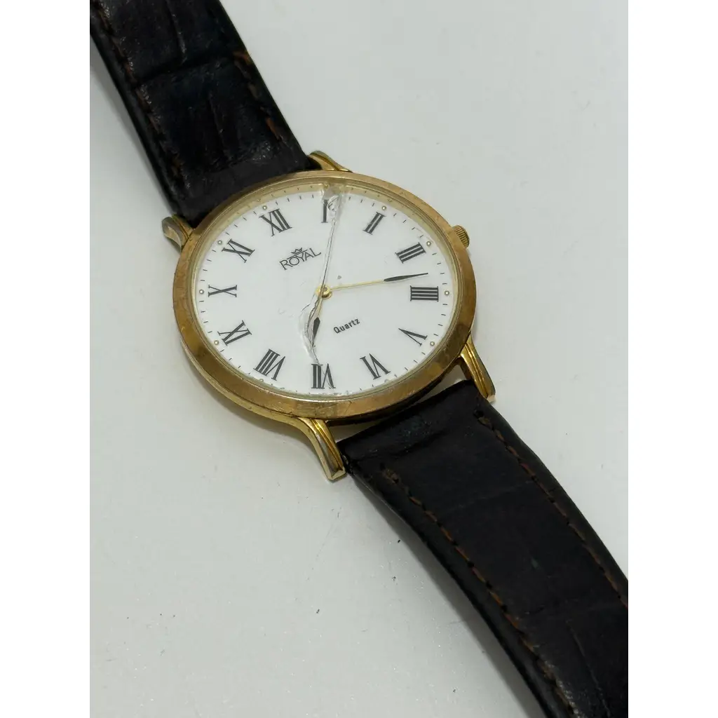 Royal Altın Kaplama 34mm Deri Kordon Erkek Kol Saati 2.El